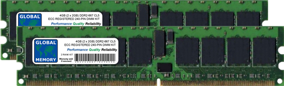 4GB (2 x 2GB) DDR2 667MHz PC2-5300 240-PIN ECC REGISTERED DIMM (RDIMM) MEMORY RAM KIT FOR ACER SERVERS/WORKSTATIONS (2 RANK KIT CHIPKILL)